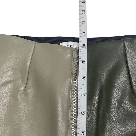 TopShop Zipper Front Two Tone Green Faux Leather Skinny Pants - Picture 6 of 8